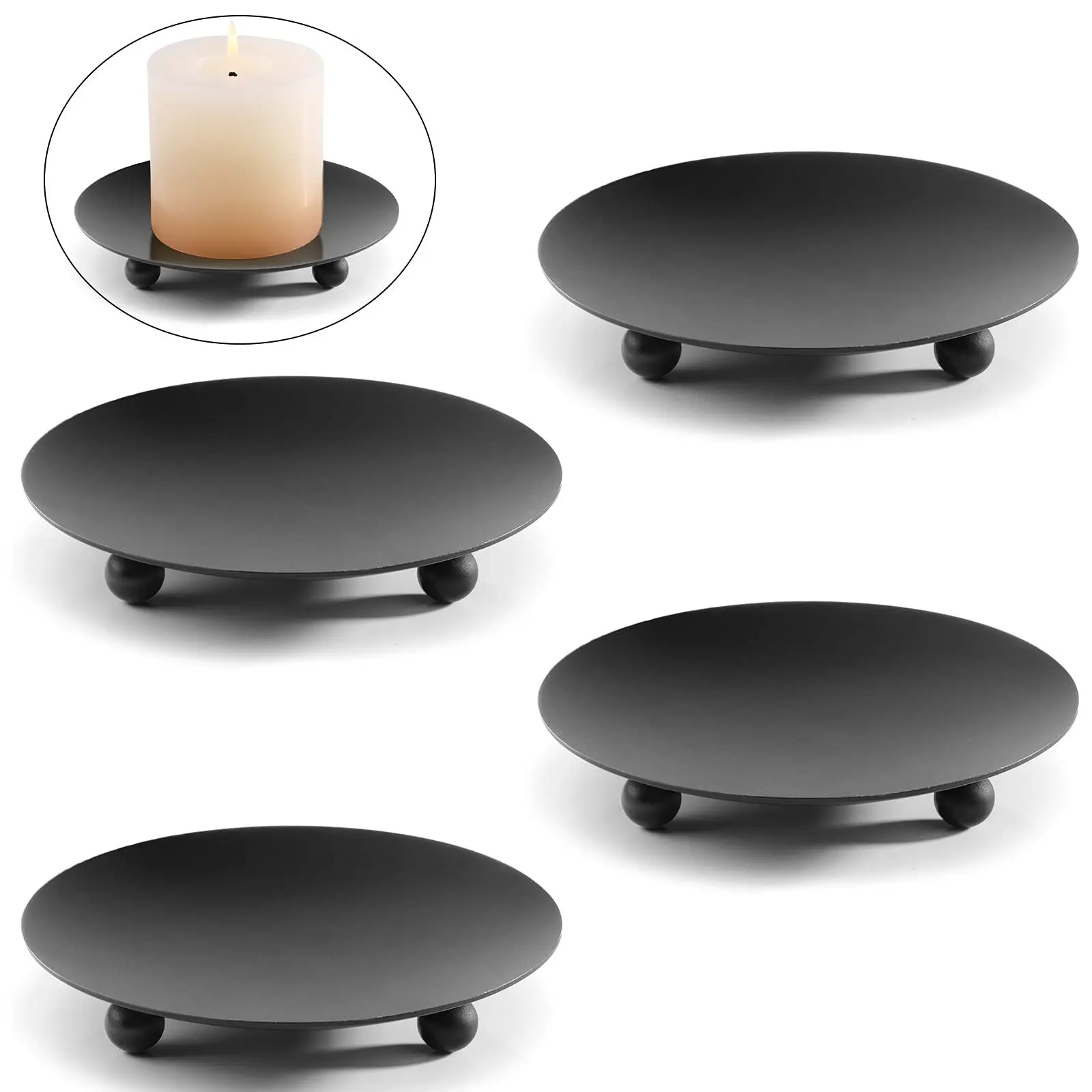 Iron Black Gold Plated Candle Holders Pillar Metal Plate For Wedding Party Festival Candlestick Holder Art Gift Home Decoration