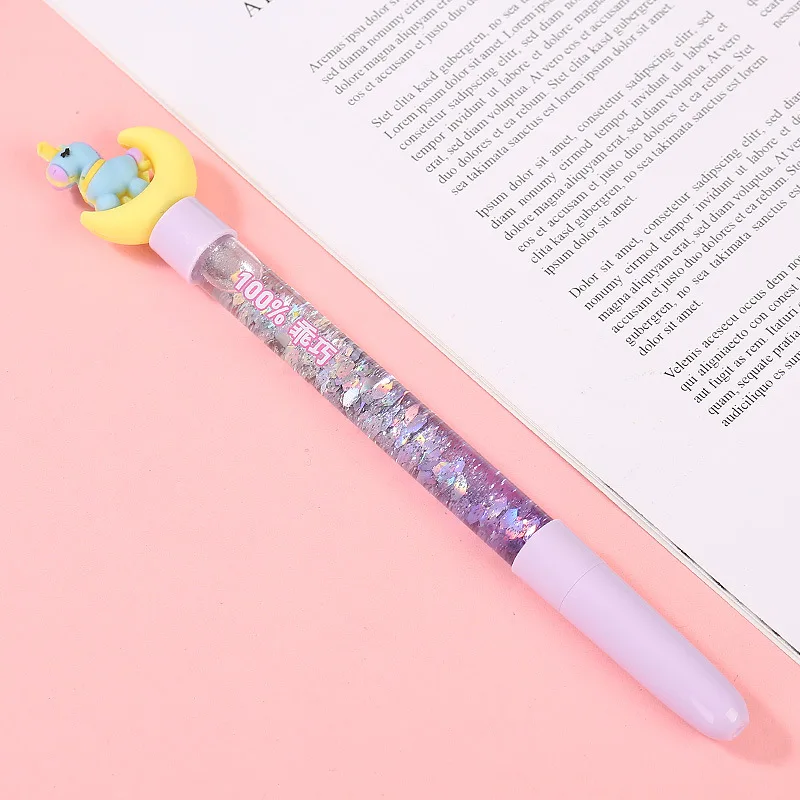 New style rainbow Pony Fairy Quicksand Pen Shiny Luminous Neutral pen Korean Stationery School Supplies For Girls Gel Pens