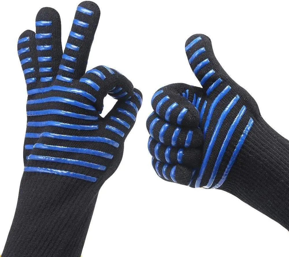 Oven Gloves Grill with Silicone BBQ Heat Resistant EN407