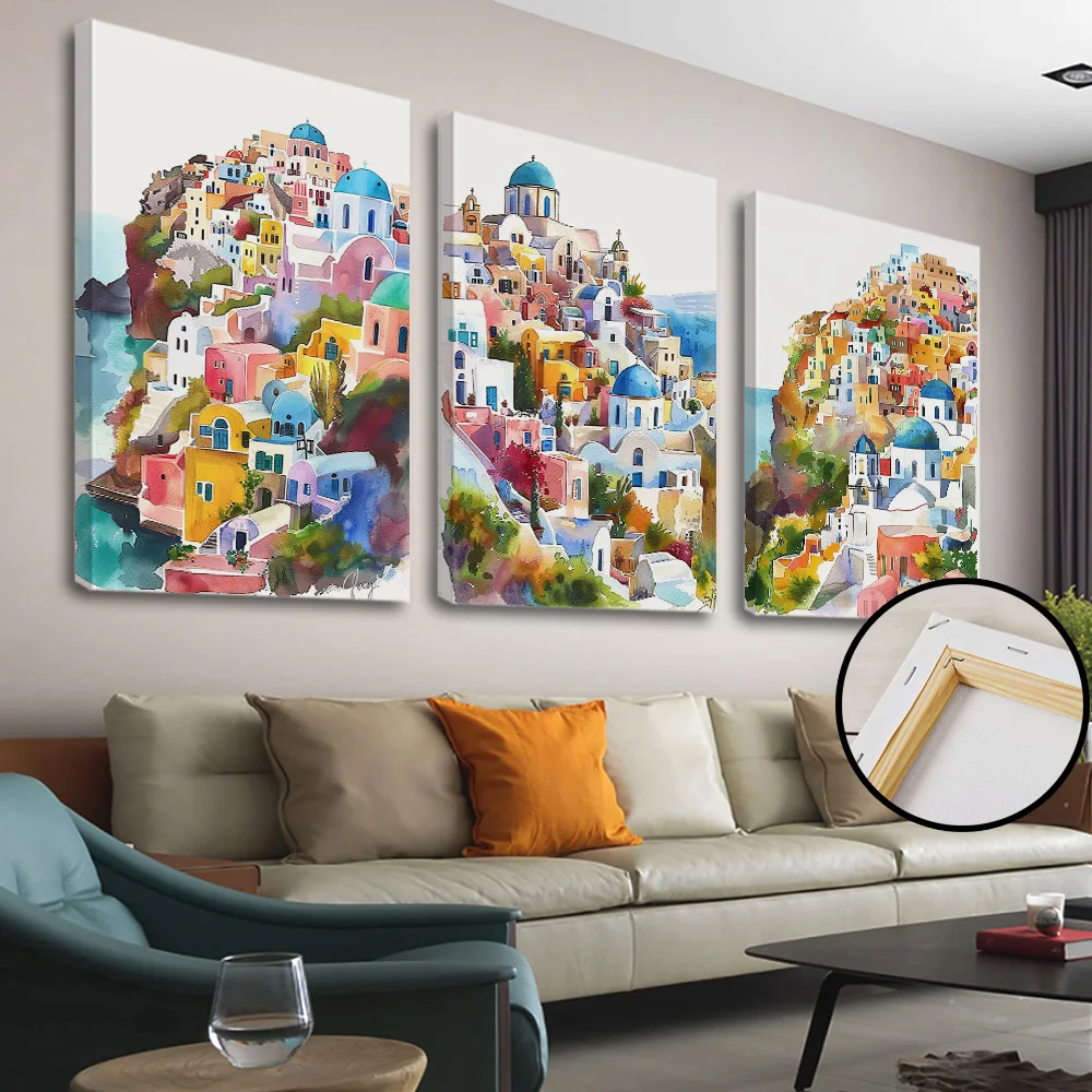 3 Piece Modern Style Lemon Positano Amalfi Coast Landscape Wall Art Handpainted Oil Paint Digital Print Home Decor