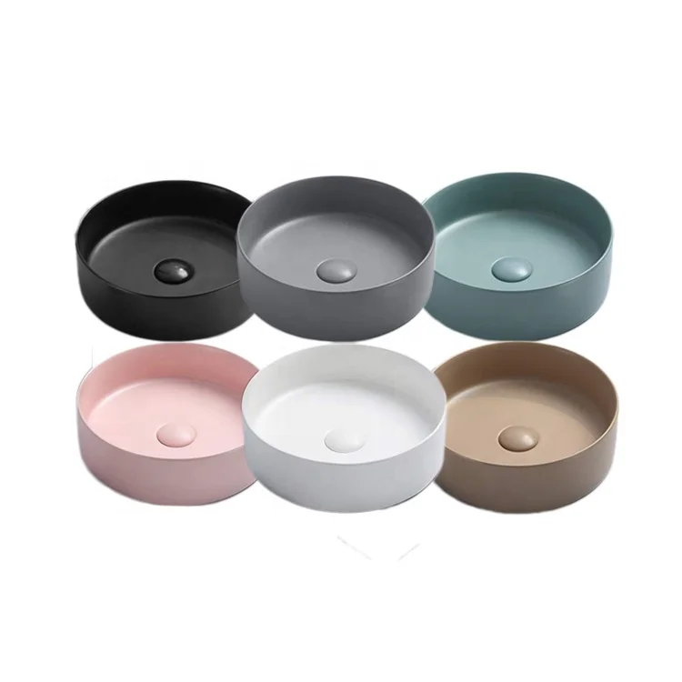 Newly 2023 Modern Countertop Small Sink Lavamanos Round Lavabo Washbasin Colour Basin Ceramic Art Basin Bathroom Sink