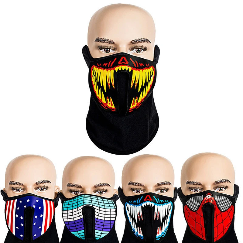 Partycool Halloween USB Rechargeable Light Up DJ Party Neon Glowing Rave DJ Ask Cool Light Led Face Mask LED Party Mask Supplies