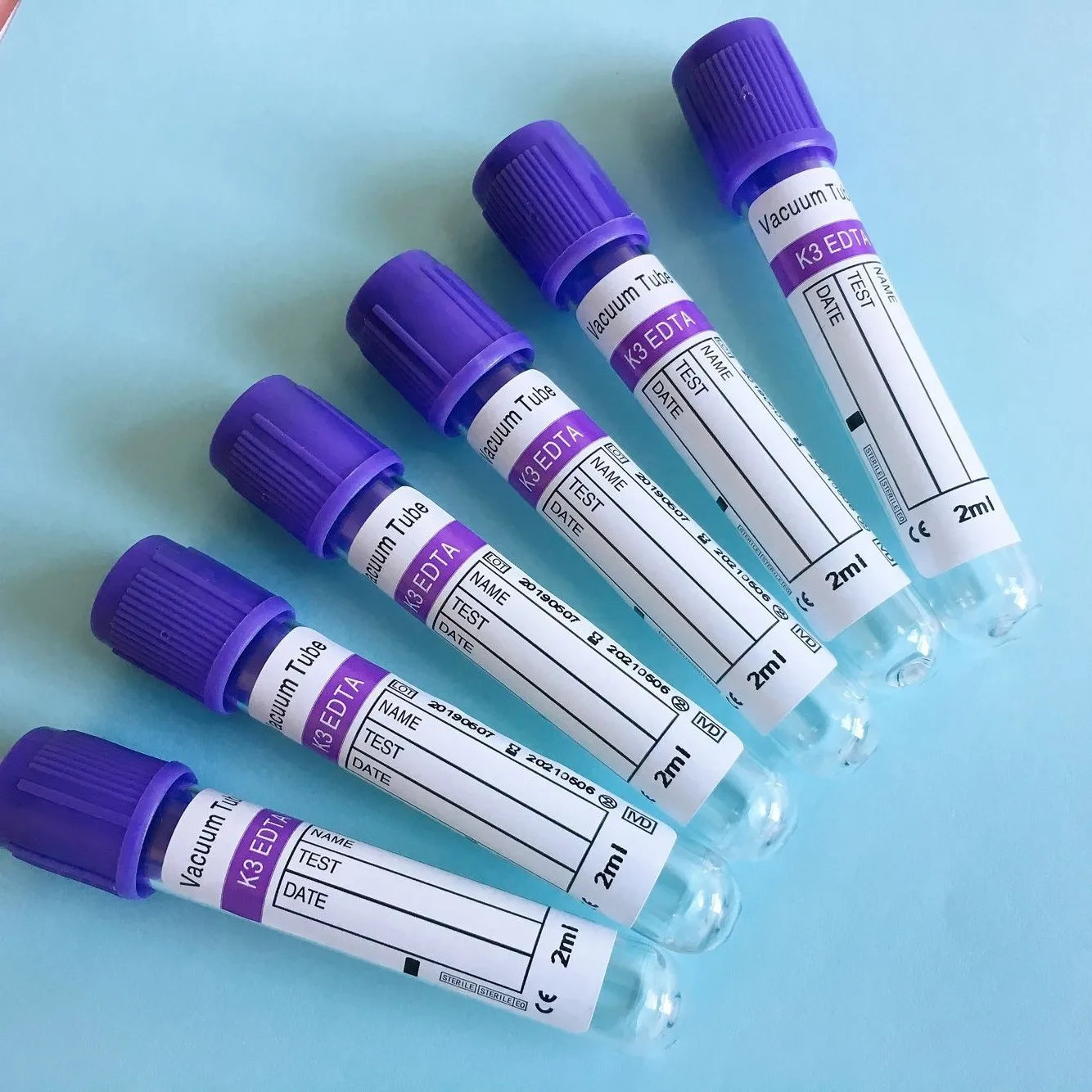 Vacutainer Vacuum tube   EDTA k2 EDTA K3 purple tube CE ISO FSC