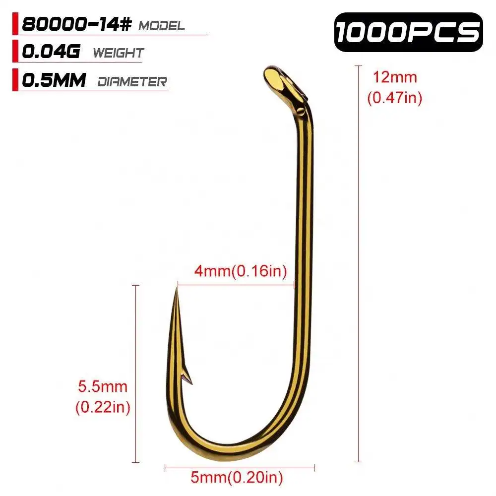 Fly Fishing Hook 8000-8/12/14/16 Size Fishhook Fly Hooks Fishing Trout Salmon Dry Flies Fish Hook