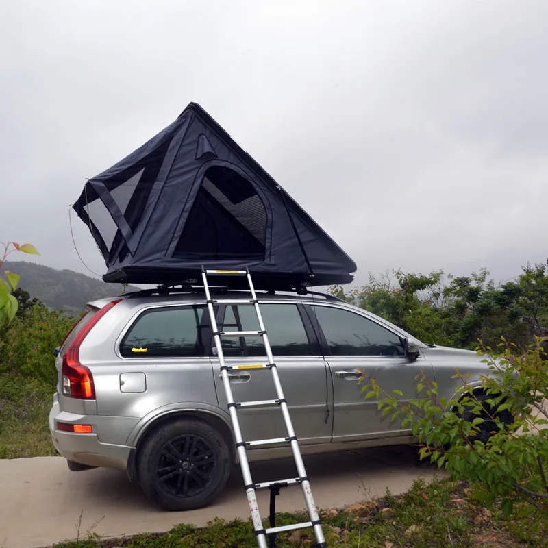 4x4 Top SUV Aluminum Triangle Hard Shell Camping Car Roof Top Tent with Roof Rack