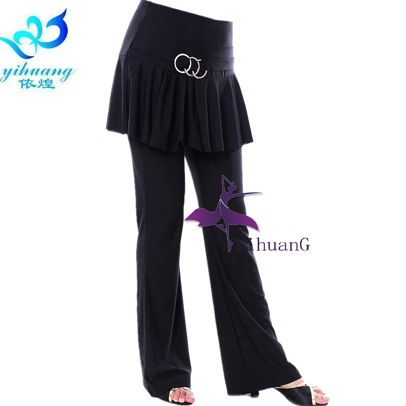 Latin Dance Pants Practice Women Ballroom Skirt Flare Trousers Rumba Cha Cha Samba Tango Clothing