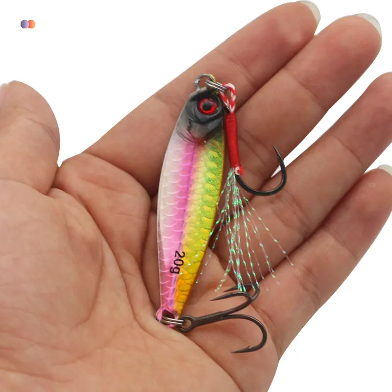 Factory Direct 10/15/20g Cast Jig Laser Coating Colorful Hooks Saltwater Fishing Lure Marlin Bream Float Fishing Lead Bait Boat