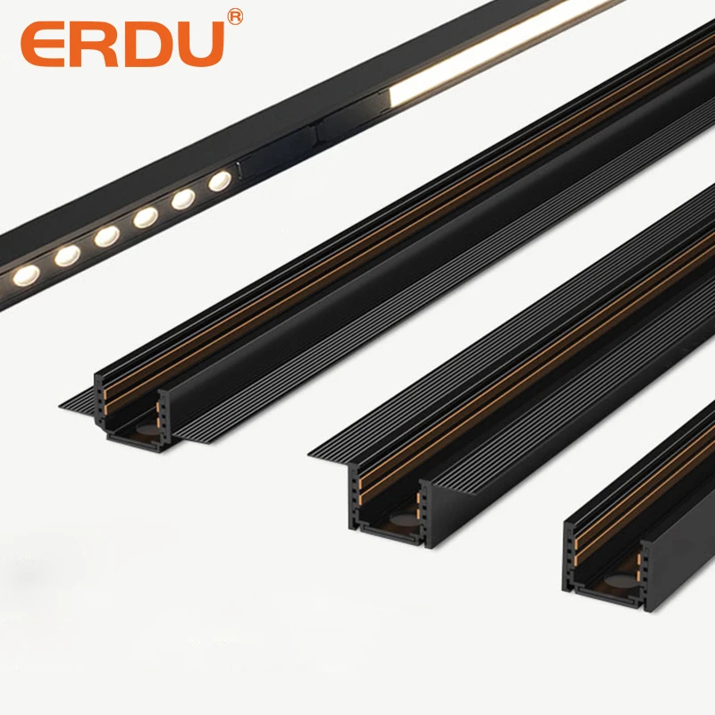 ERDU 48V Ultra-Thin Mini Led Magnetic Track Light Cob Spot Light Adjustable Smart Dimmable Linear Track Grille Light