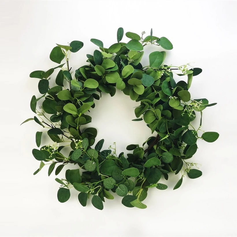 Hot Sale artificial eucalyptus wreath for Front Door Wall Window Party Decoration