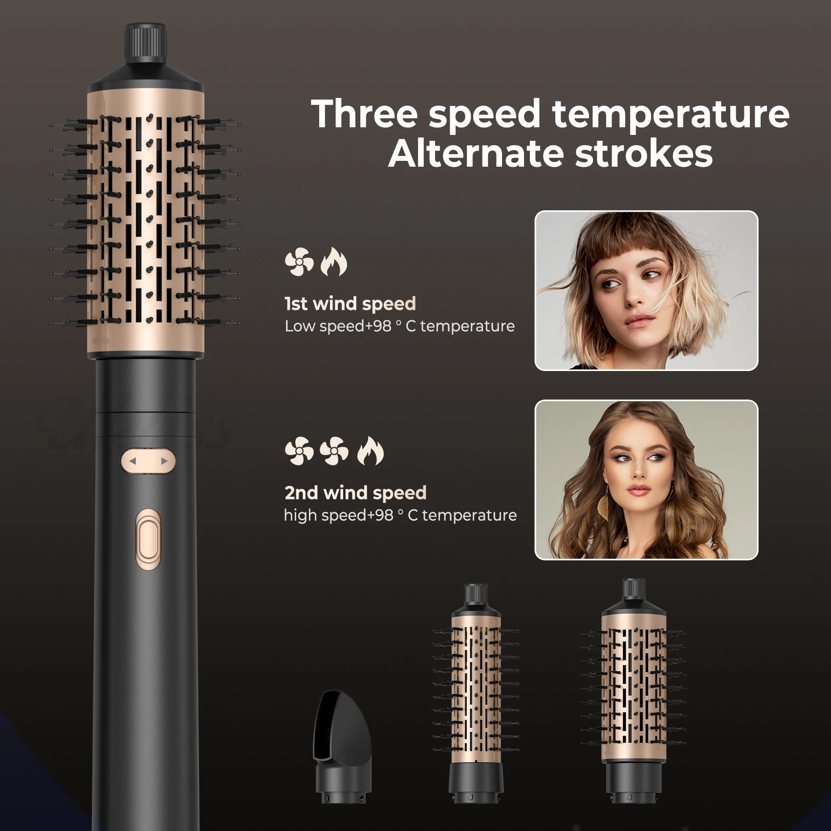 Hot Air Comb High Speed 110000 RPM Hiar Dryer Brush 3 in 1 Automatic Rotating Hair Curling Iron