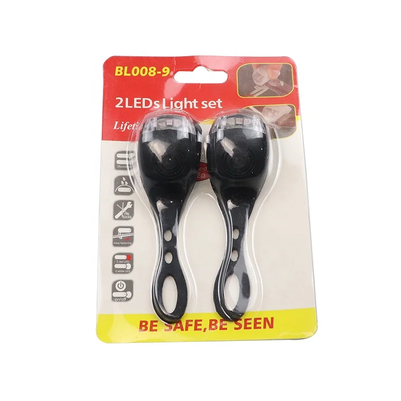 New Design High Capacity Colorful Safety Road Mountain Bike Light Set Helmet Safety Warning Bike Lamp LED Set