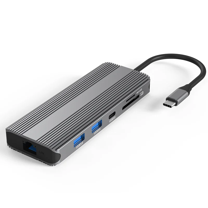 Type C Adapter 10 In 1 Usb Type-c Hub With Rj 45 Card Reader Data Transfer Fast Charging Function Usb Hub