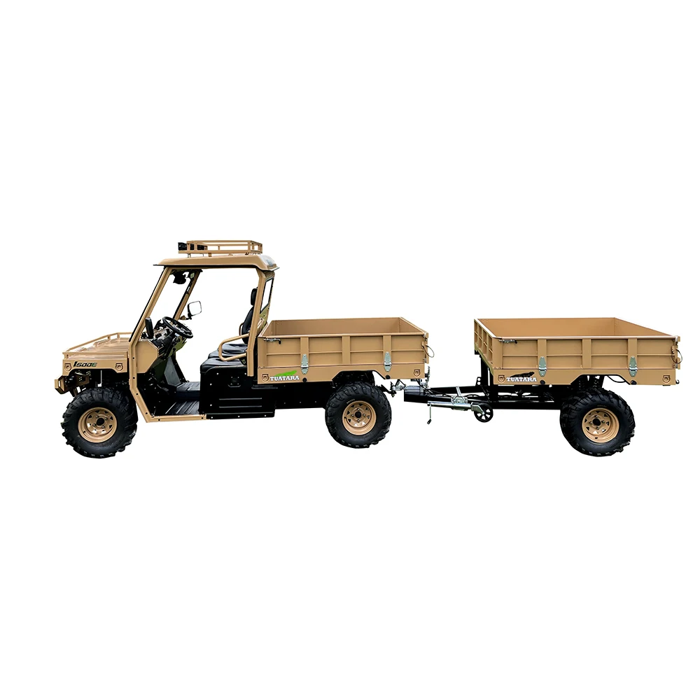 High Quality Side By Side Farm Vehicle Camping Motorcycle Atv Trailer Dump With Electric Hoist