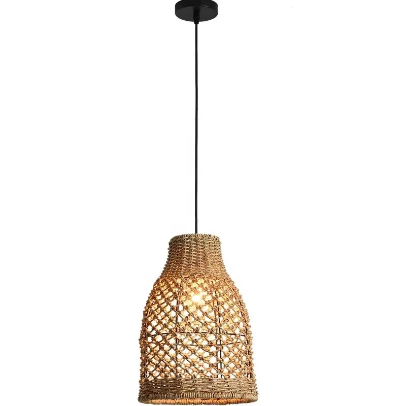HITECDAD New trend Handmade Rattan hang light natural sea grass Pendant Lamp for Home Indoor or hotel lustre