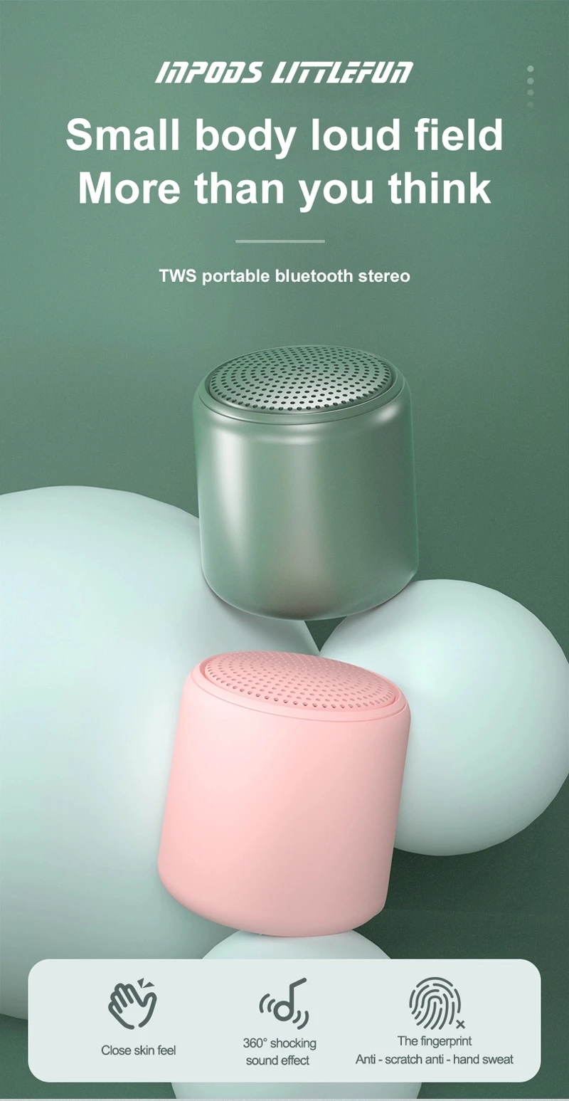 Беспроводная стереоколонка Macaron Inpods Little Fun TWS умная Водонепроницаемая колонка с синими