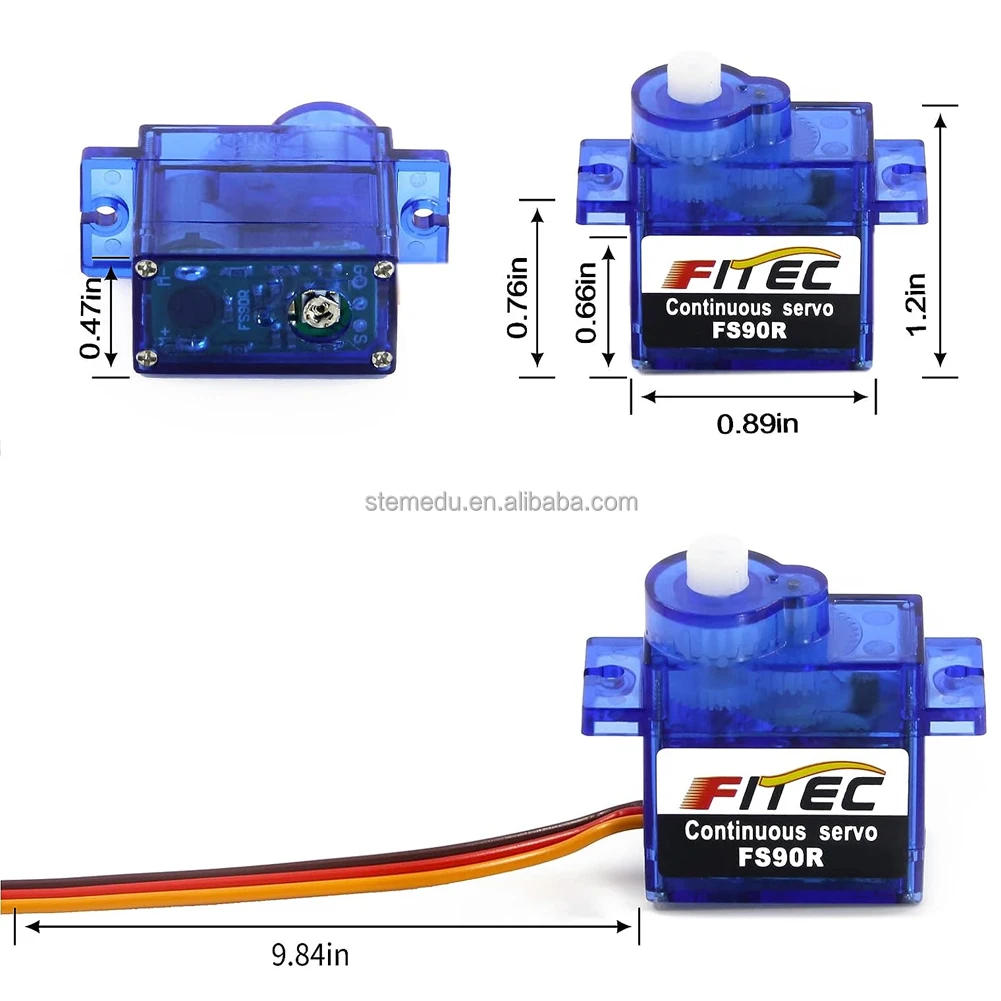 Stemedu FT90R 360 Degree Continuous Rotation Micro Servo Motor 9g Digital Servo for RC Helicopter Airplane Car Boat