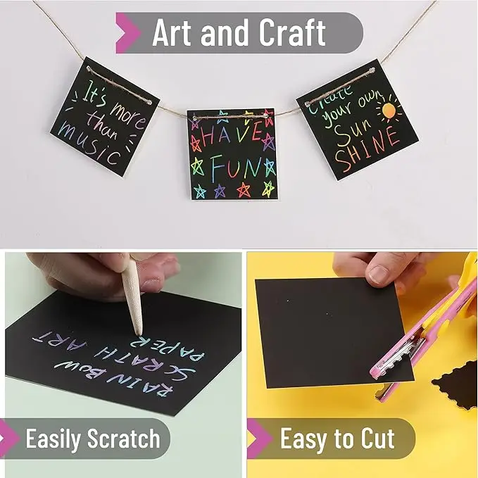 Scratch Paper Art Set 10 Sheets Rainbow Magic Scratch Art Black Scratch It Off Paper Crafts Notes Drawing Boards Sheet