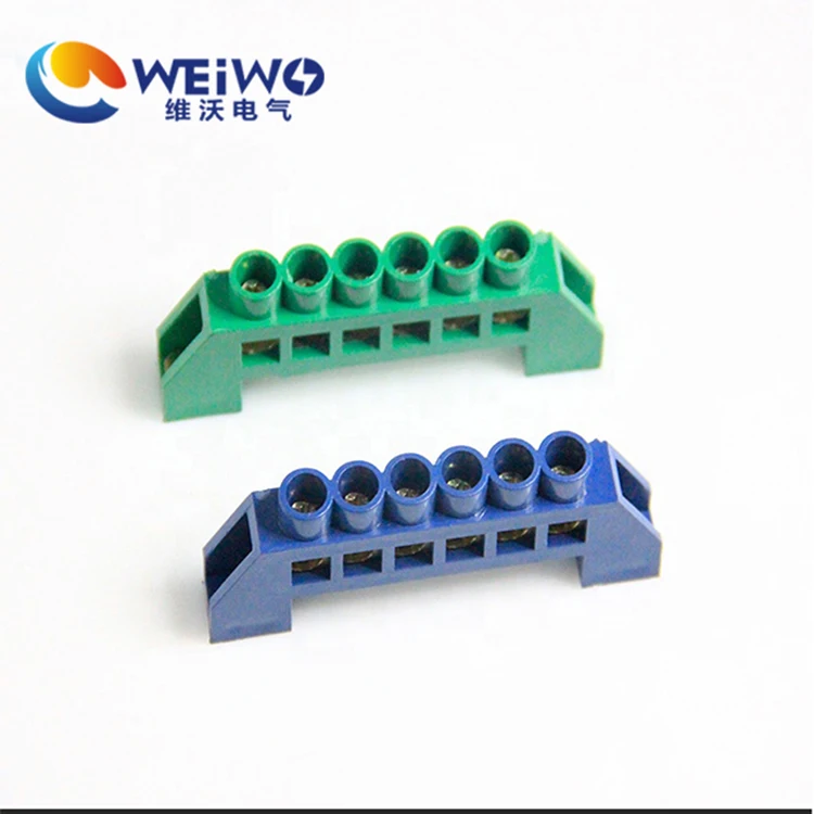 DIN Rail Connector 4ways brass bar earth terminal block with cover contacts