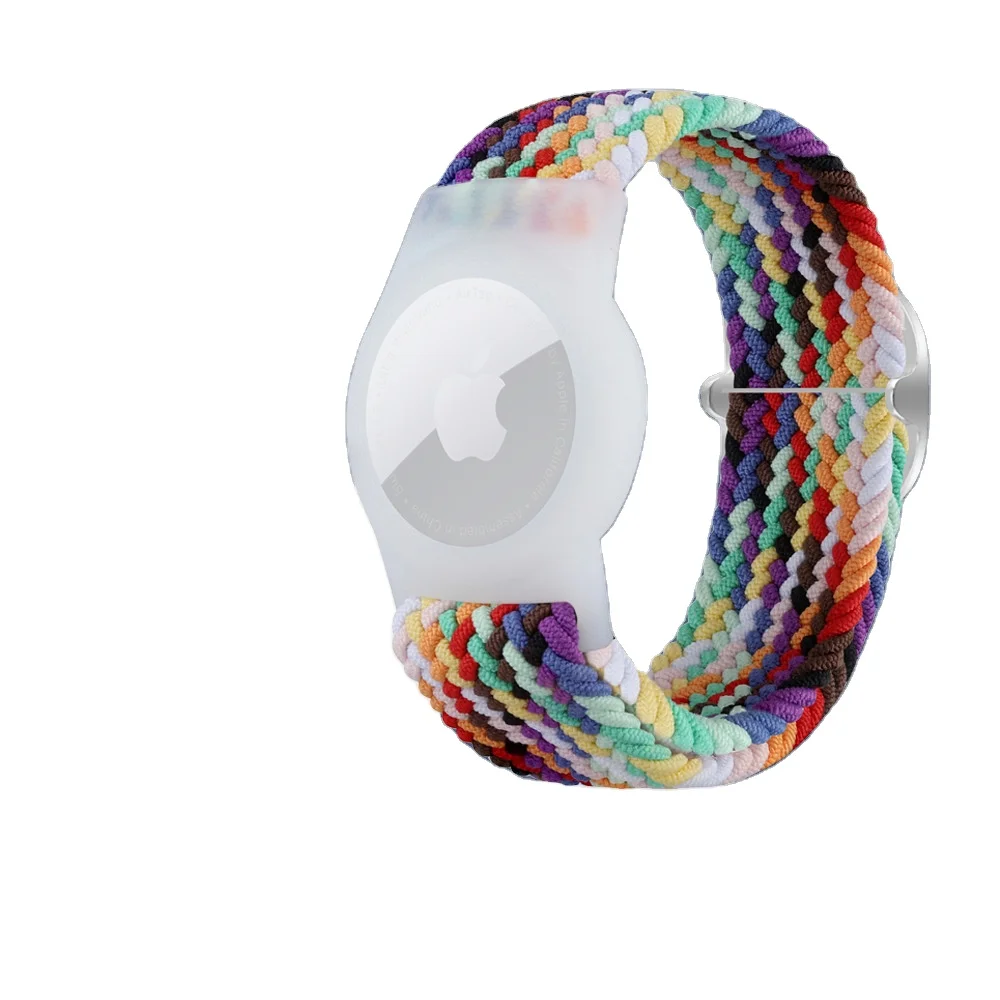 Custom Silicone Polyester Rainbow Contrast Colors Blocking Suitable For Air Tag GPS Positioner Cover Pet Cat Collar Neck Ring