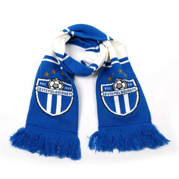 Wholesale High Quality Embroidered Logo Jacquard Scarf 100% Acrylic Knit Scarves with Tassels