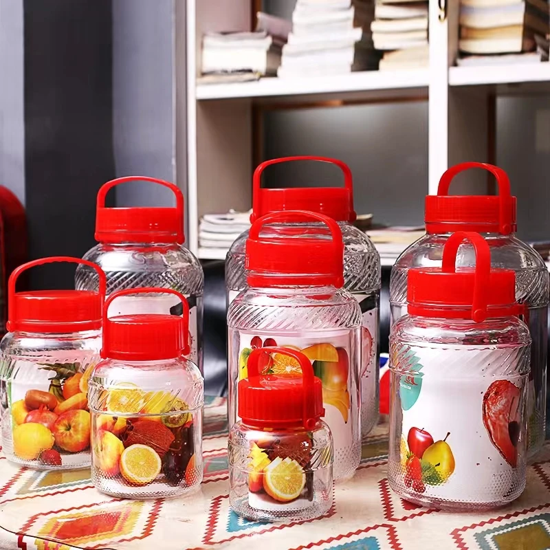 Wide Mouth 5 Gallon Glass Mason Plum Jar With Plastic Lid With Handle For Fermentation