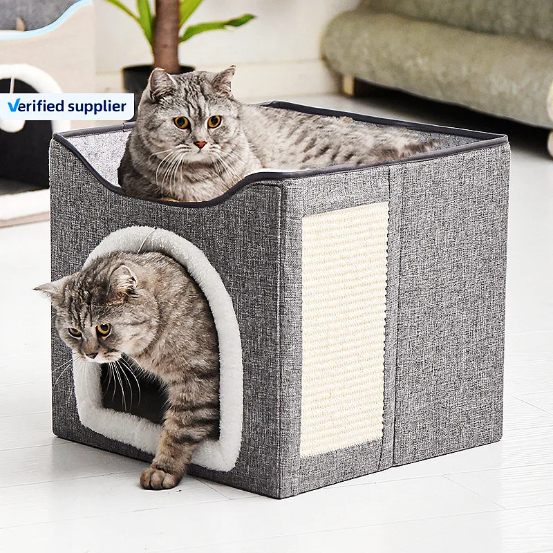 Hot Sale Wholesale Custom Comfortable Pet Bunk Bed Warm Foldable Travel Climbing Cat Condo Cat Cave Beds Pet Bed for Indoor