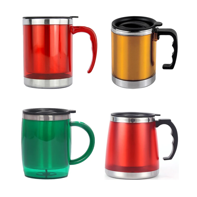 Wholesale Gift custom promotional mug with handle cheaper price steel inner plastic outer