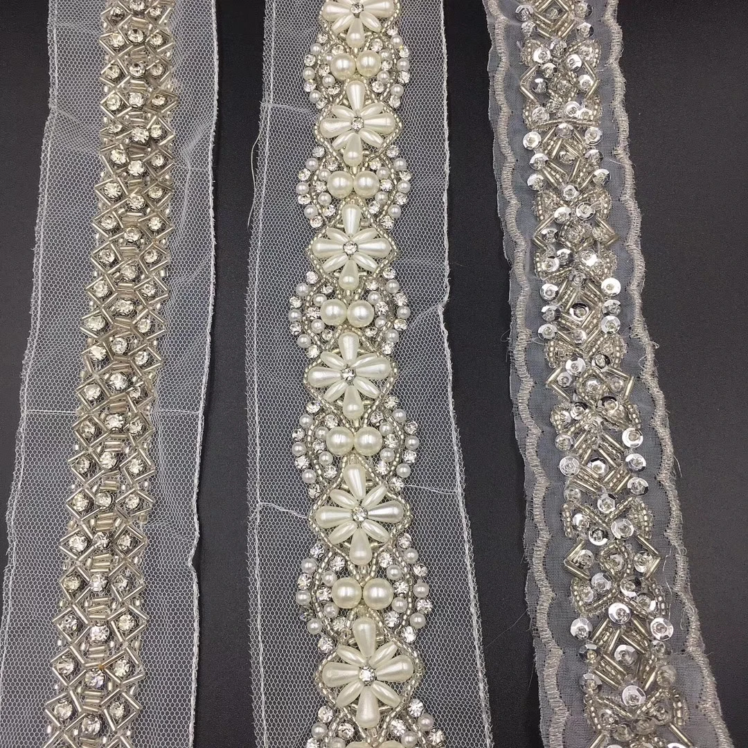 High Quality 5-50MM Diy Chain Lace Many Style With Pearl Beaded for Garment  Cloths