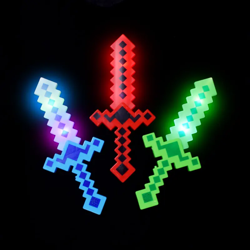 Xmas LED Flashing Kids Toy With Sound 15' Saber Light Up Pixel Swords For Christmas Holiday Toys