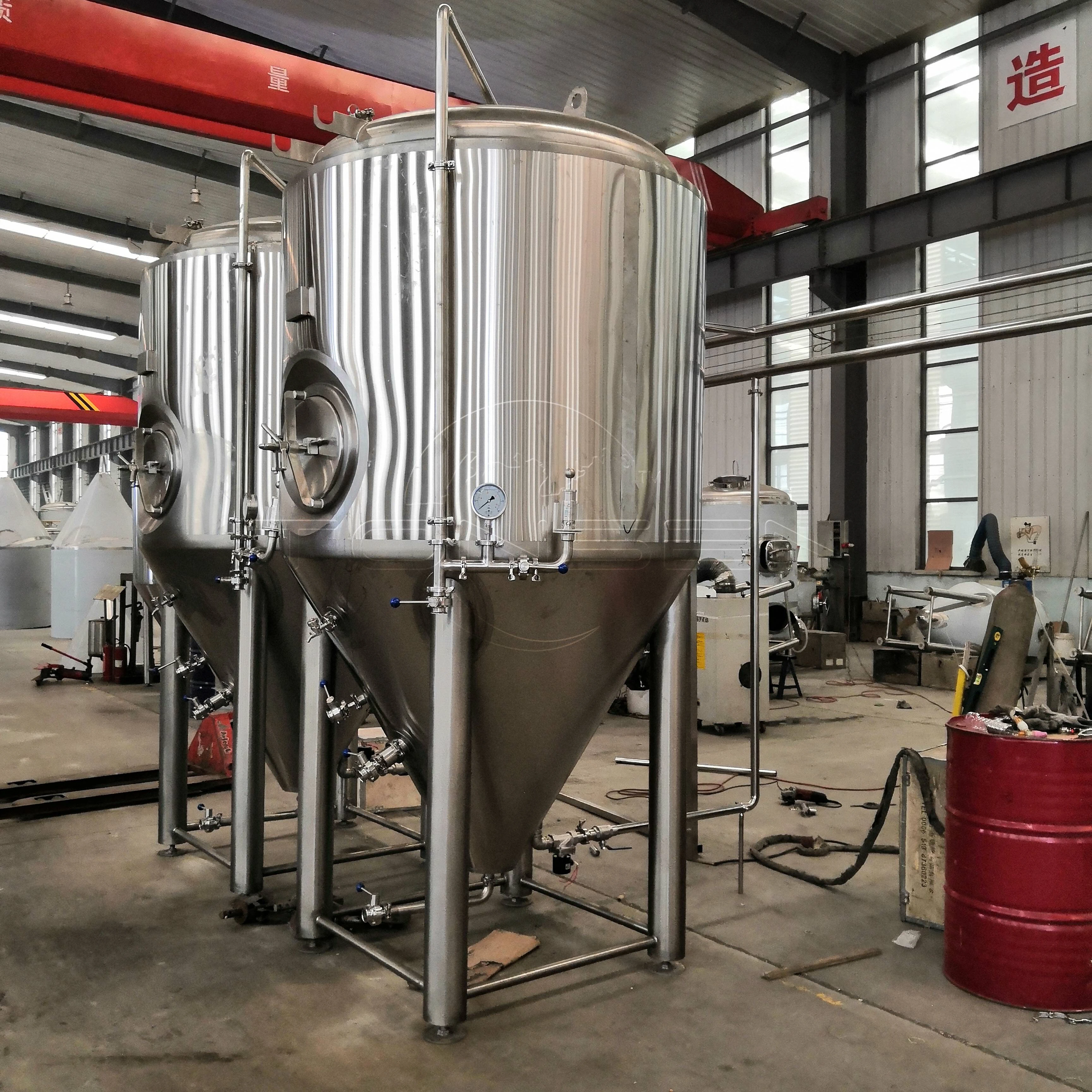 Commercial Brewery Stainless Steel Glycol Cooling Dimple Jacketed Conical Beer Fermenter