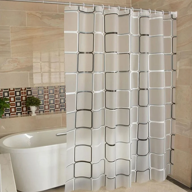 Custom Personalized Digital Printing Shower Curtain Fabric Solid Color Bathroom Shower Bath Curtain Film
