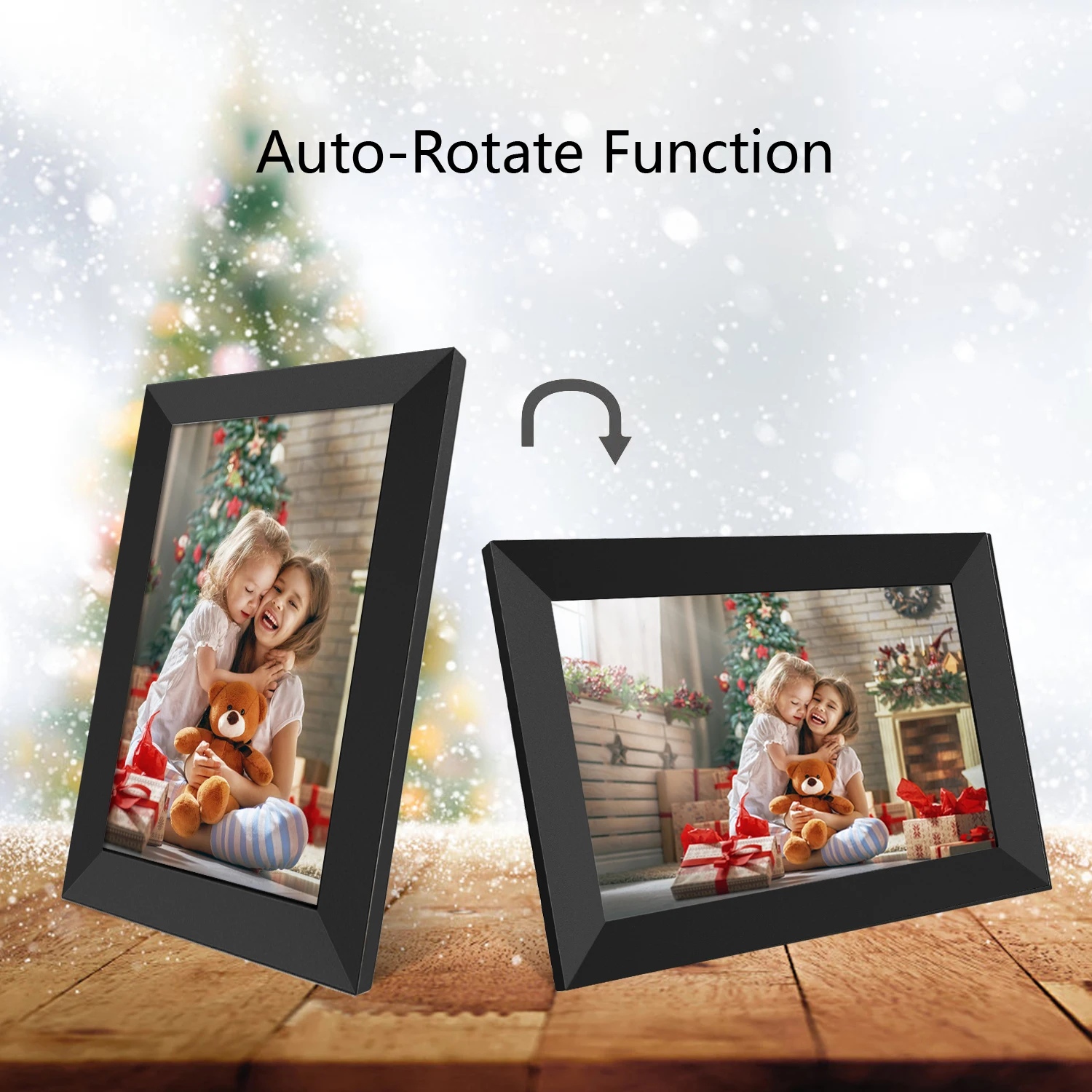Vertical Horizontal Display Electronic Photo Frame High Resolution 10 Inch LED IPS Screen Rotate Wooden Digital Art photo Frame