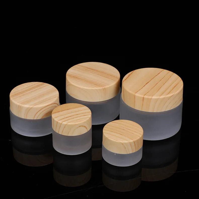 30ml 40ml 60ml 80ml 100ml 120ml Cosmetic Glass Bottles set wooden cap bottle 30g 50g glass jar/container with bamboo lid