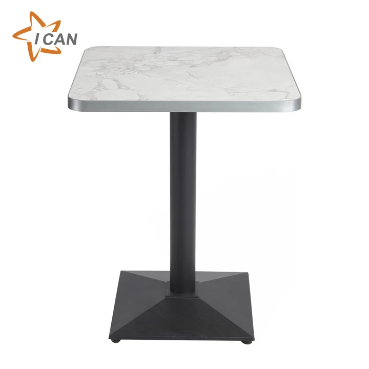 Custom Square White Stone Top Terrace Dining Table Aluminium Patio Furniture Garden Restaurant Outdoor Table