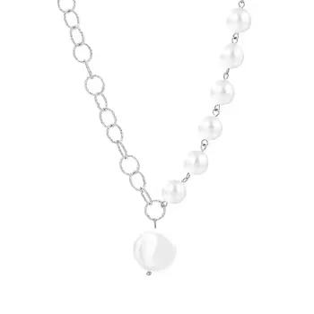 Autumn Winter Necklace for Women Handmade Beaded Imitation Baroque Pearl Pendant with Link Chain for Party Wedding Gift Ideas