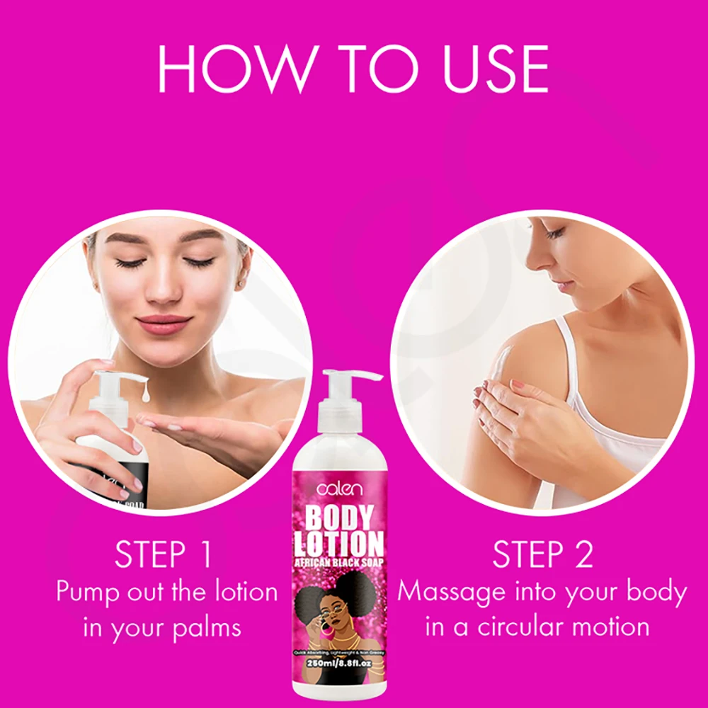 Oalen 250Ml Customized Repair Skin Care Body Whitening African Black Soap Nourishing Lotion