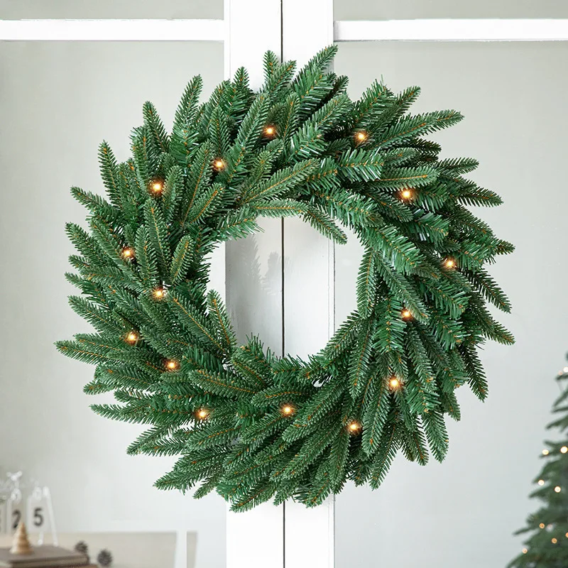 Artificial Pine Needle Wreath Christmas Wreath for Front Door Wall Window Winter Christmas New Year Party Decoration