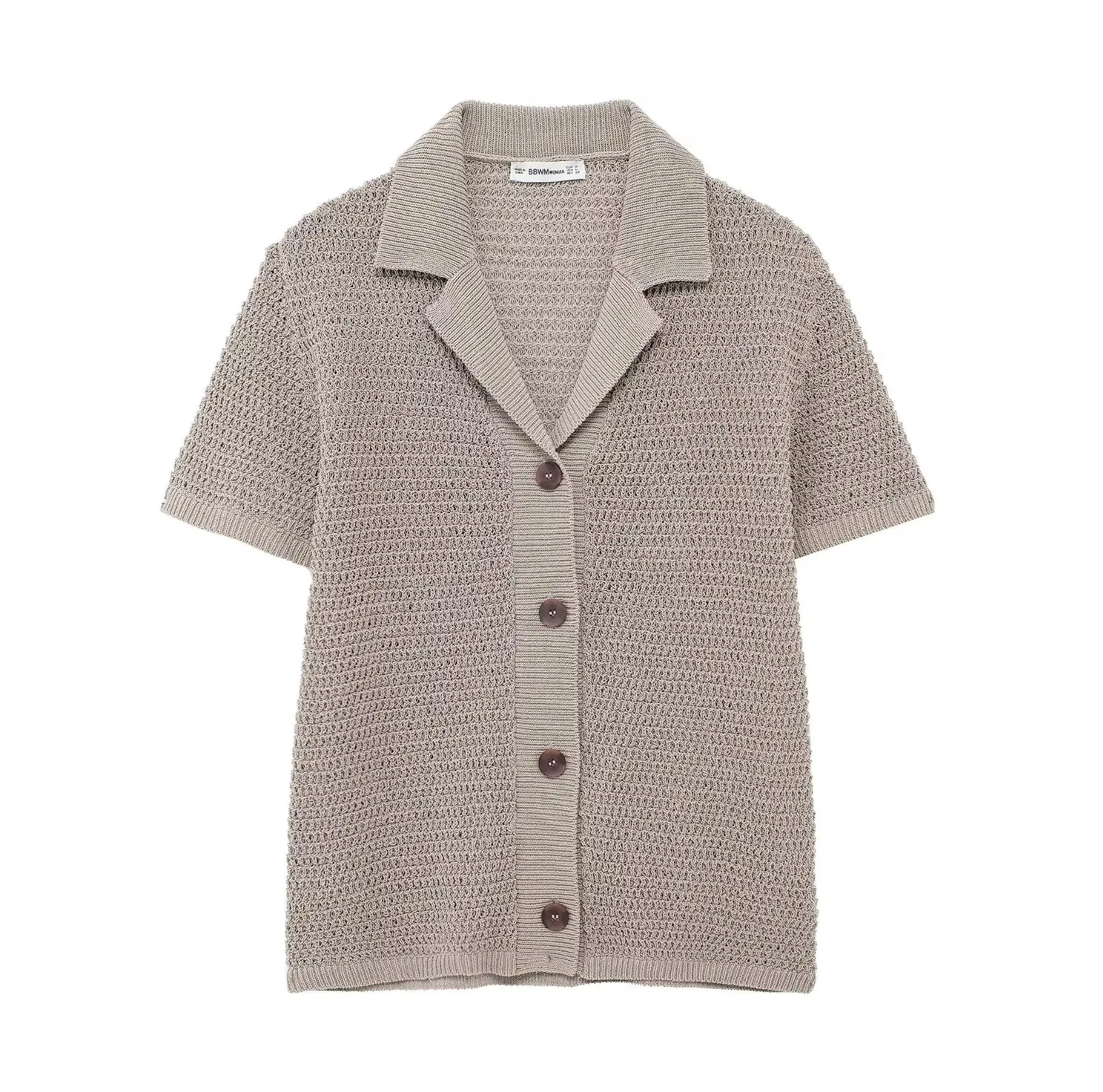 PB&ZA Women 2024 summer New Fashion Knit loose POLO collar Blouses Vintage  Female Shirts Chic Top