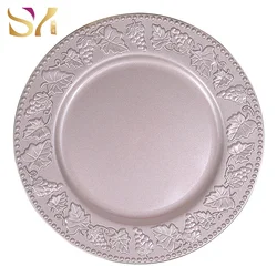 Wedding decoration 13 inch disposable pink pp charger plates plastic for rental