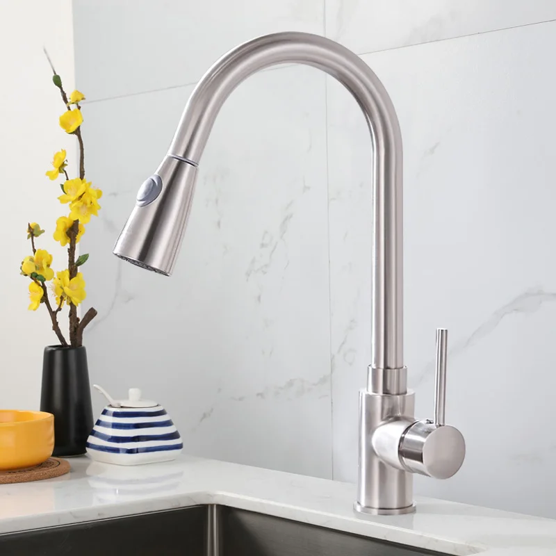 2021 faucet kitchen sink black stainless steel 304 water tap modern kitchen taps brass pull out kitchen mixer sink faucets