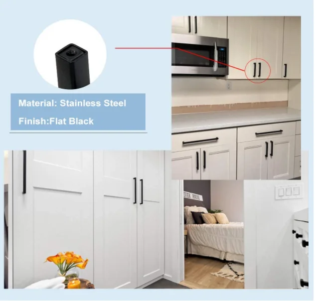 Gold Black Chrome Color Cabinet Handle Kitchen Cupboard Drawer Furniture Pull T-bar Handle Hollow Stainless Steel Modern 2021