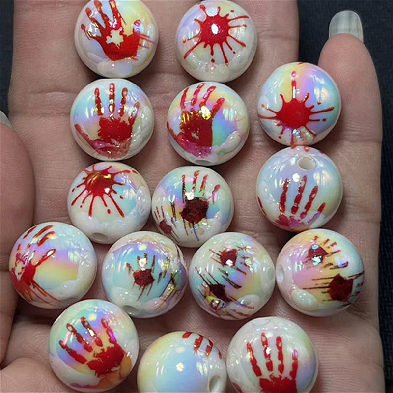 Hot Sale Halloween Beaded DIY Jewelry Mobile Phone Chain Beaded Pen Handmade Accessories Round Square Candy Acrylic Beads