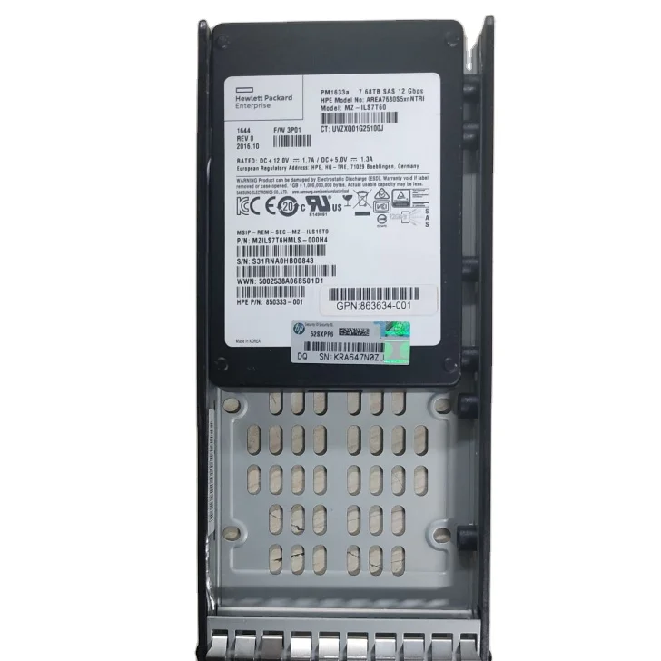 863460-001 HPE 7.68T SAS SSD  SFF for HPE 3PAR Storeserv 8000 863634-001 850333-001 P9L83B