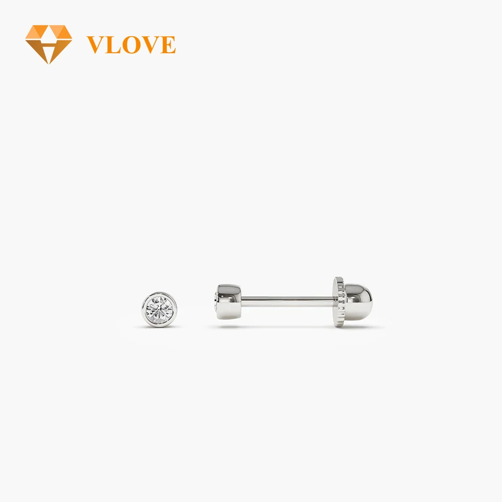 VLOVE Sumptuous Jewelry Chandelier Earrings 14k Bezel Setting Diamond Stud Piercing