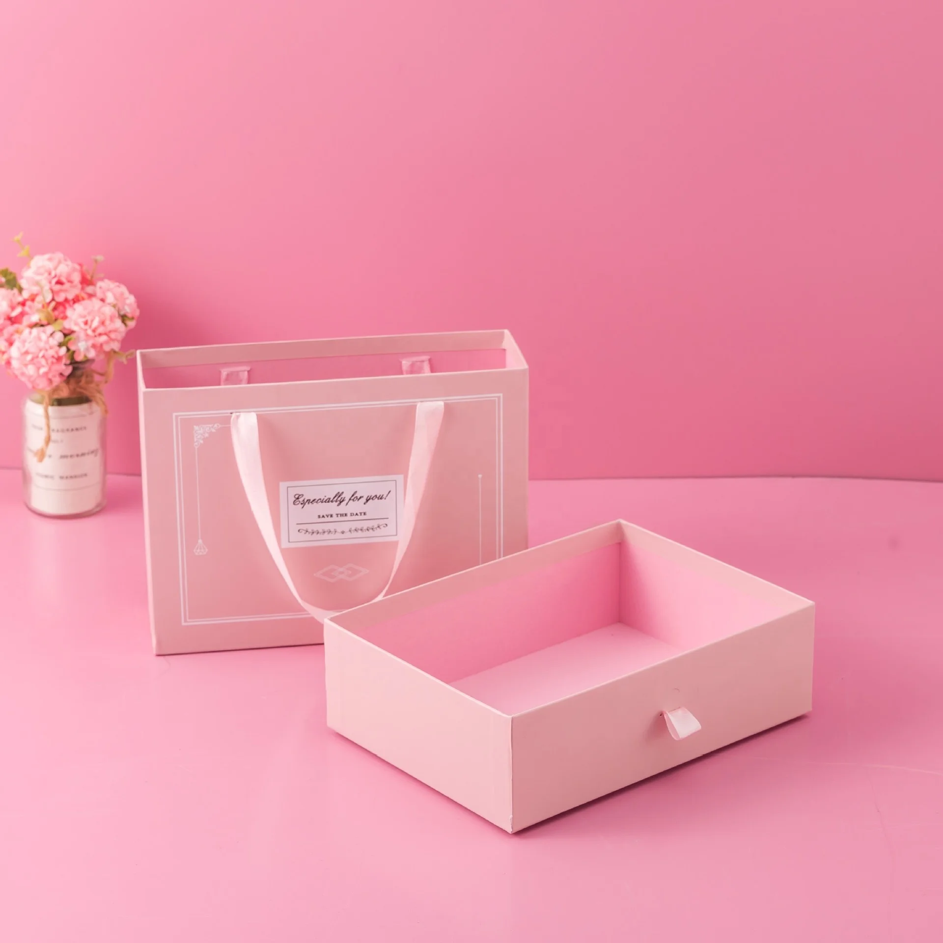 Индивидуальные роскошные розовые картонные ящики коробка подарочная с ящиком упаковка лентой