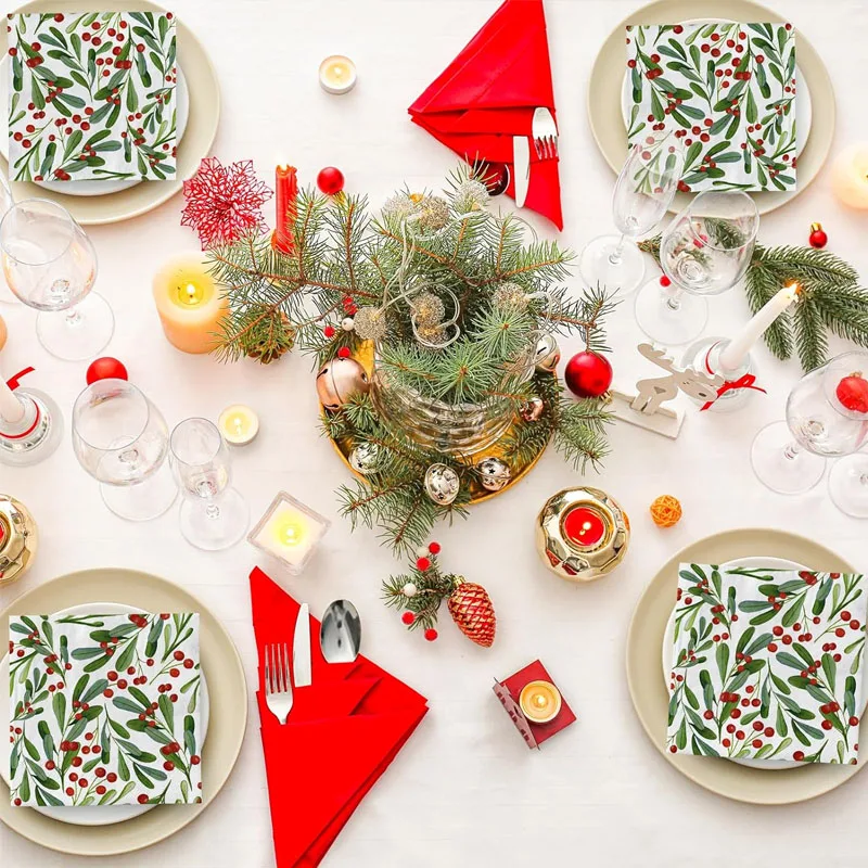 Wholesale custom decoupage printed party color red cocktail paper napkin