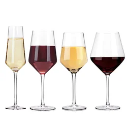 Gold Rim Hammered Glassware Red Wine Cocktail Hand Blown Italian Style Crystal Bordeaux