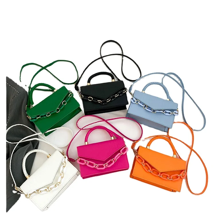 Fashion casual bag women 2024 new solid color oblique temperament shoulder bag simple indentation chain small square bag