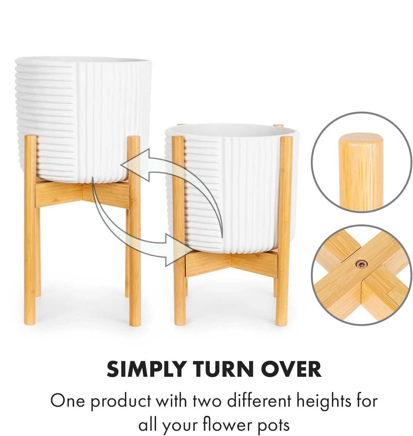 Plant Stand Adjustable M without Planter - Flower Stand Wood Made of Sustainable Bamboo - Plant Stand - Wooden Pla