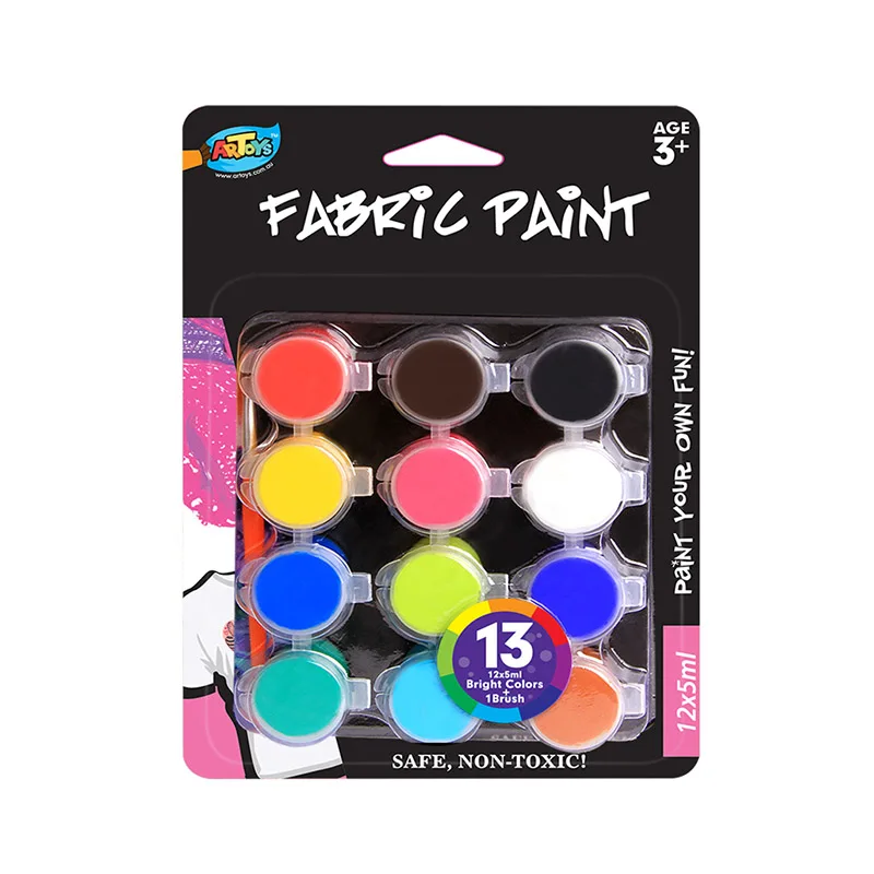 Wholesale 2ml 4ml 5ml 12 color art kid drawing fabric acrylic paint pot set for clothes